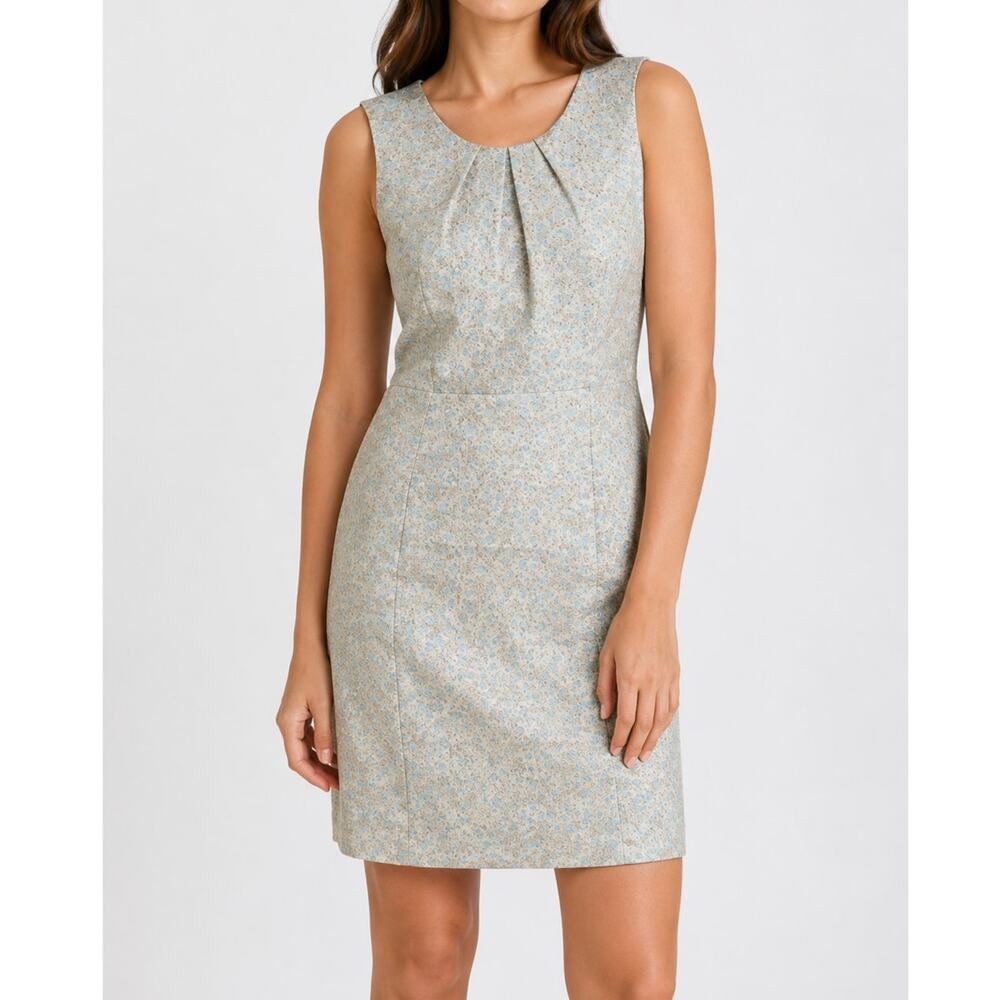 Adrianna Papell Floral Jacquard Shift Dress Cocktail Champagne Mint Size 8 NWT